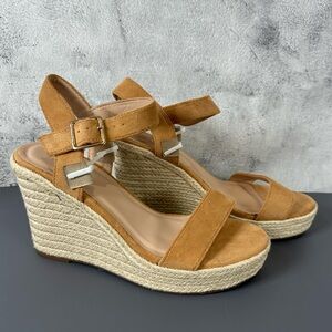 Vicki Vicki Wedge Heel Sandals Womens' 9 Espadrille Platform Ankle Strap Khaki